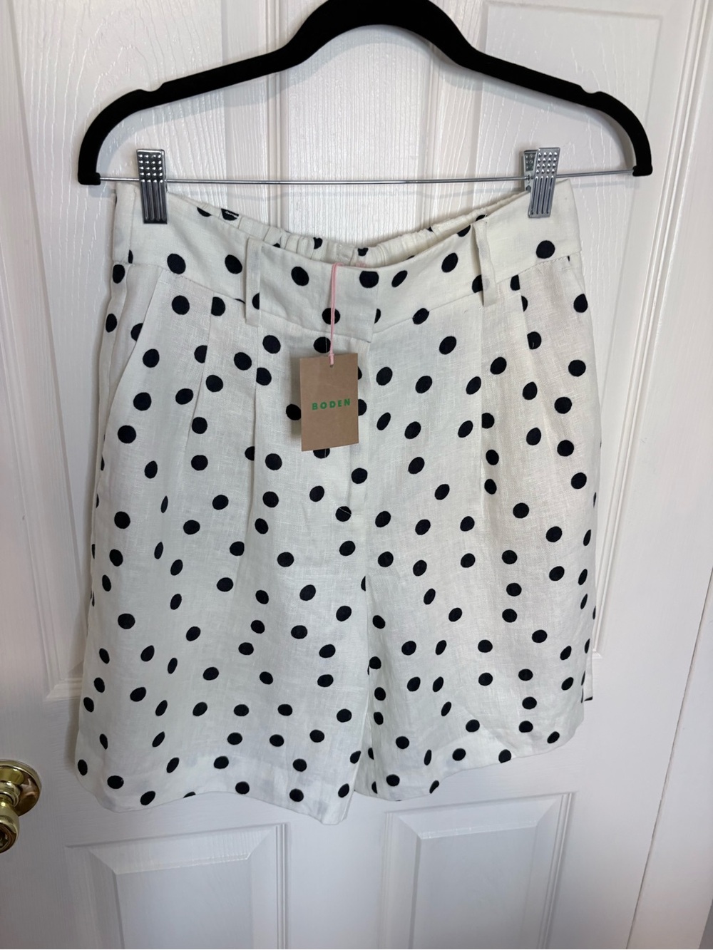 Boden Kensington Linen Shorts | Ivory Painted Dot | Size 6 NWT - Picture 3 of 10